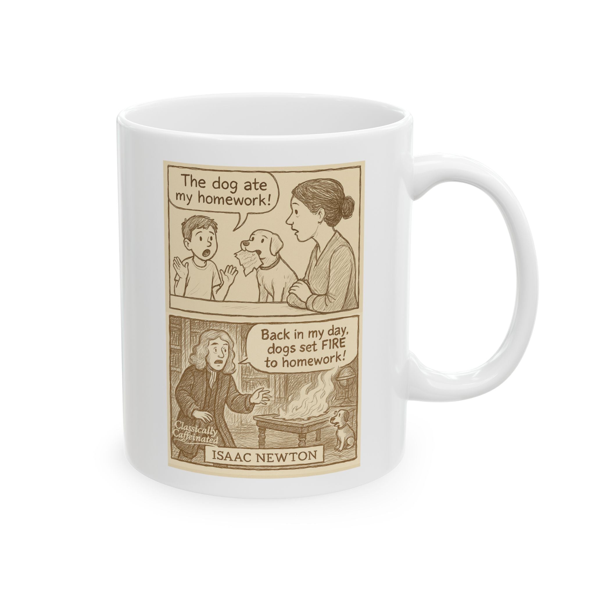 Isaac Newton – “Dog Ate My Homework” Mug