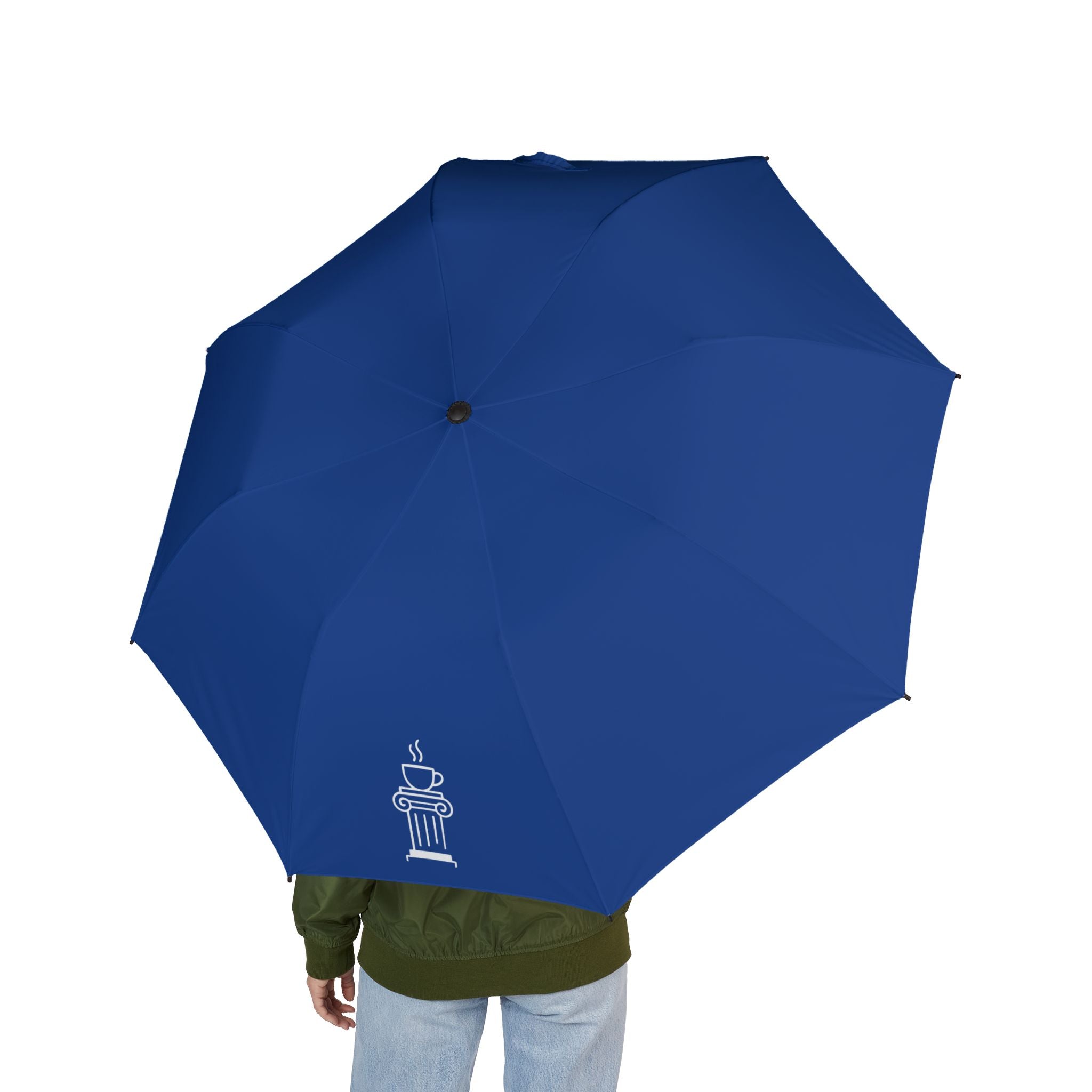 Blue Semi-Automatic Foldable Umbrella