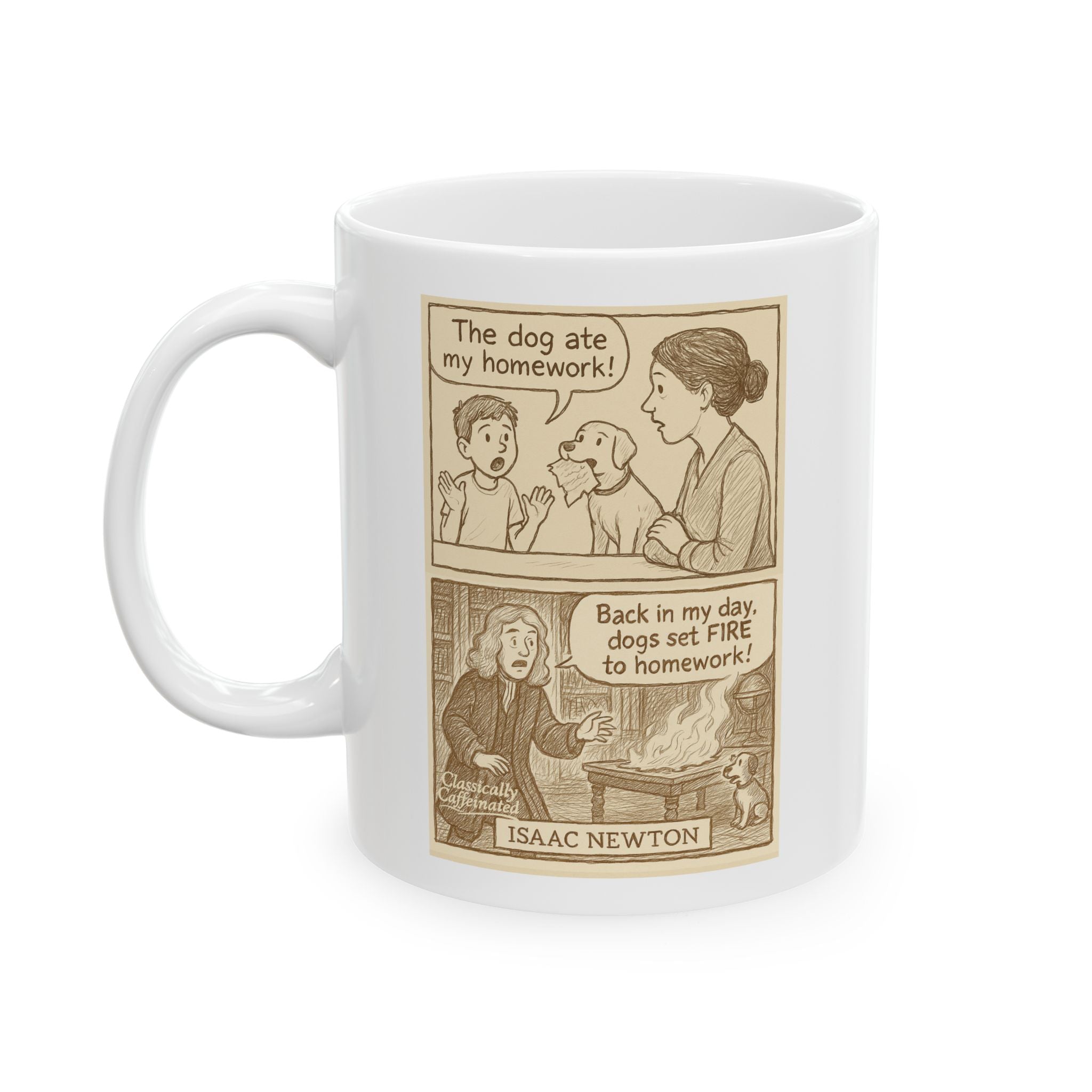 Isaac Newton – “Dog Ate My Homework” Mug