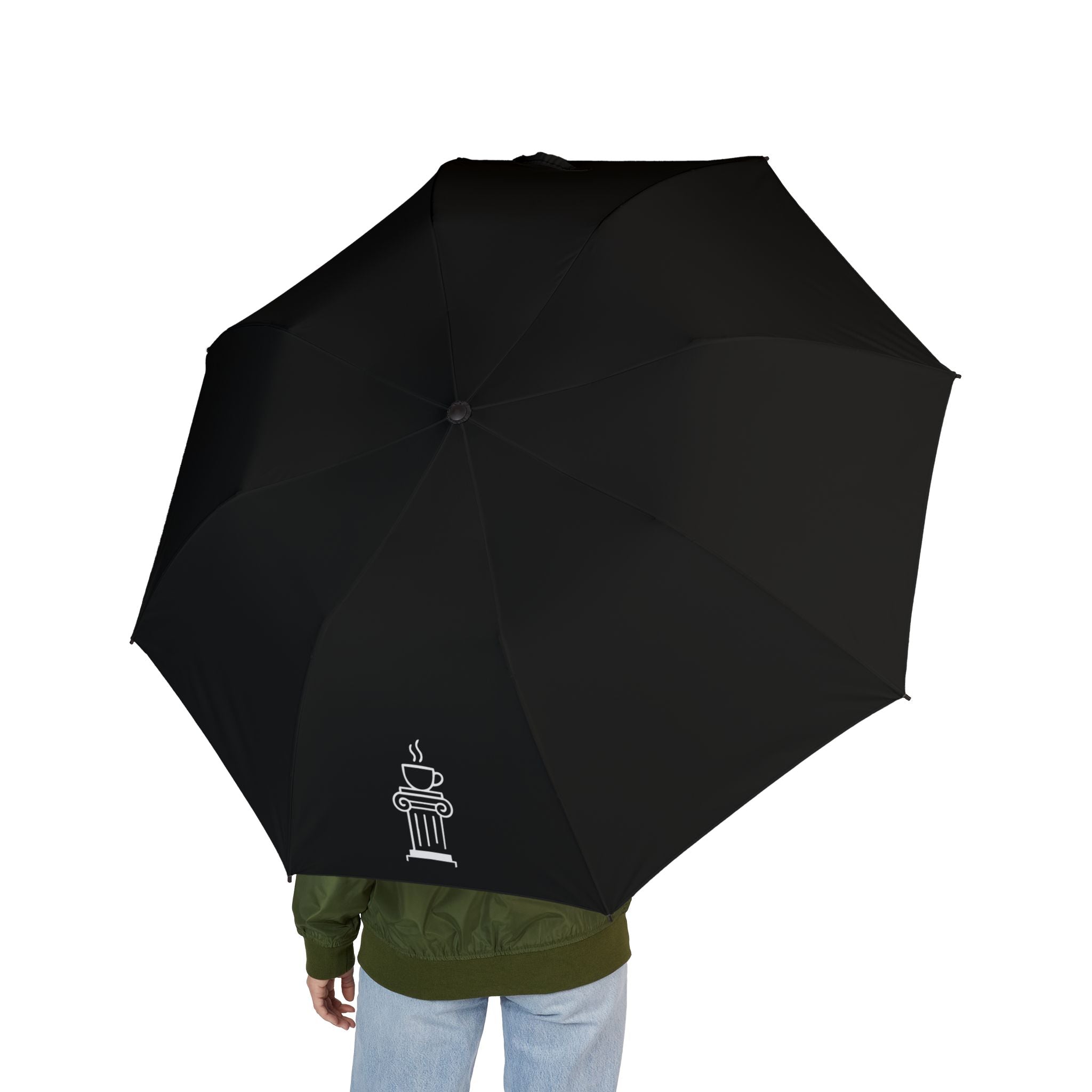 Classically Caffeinated Black Foldable Umbrella