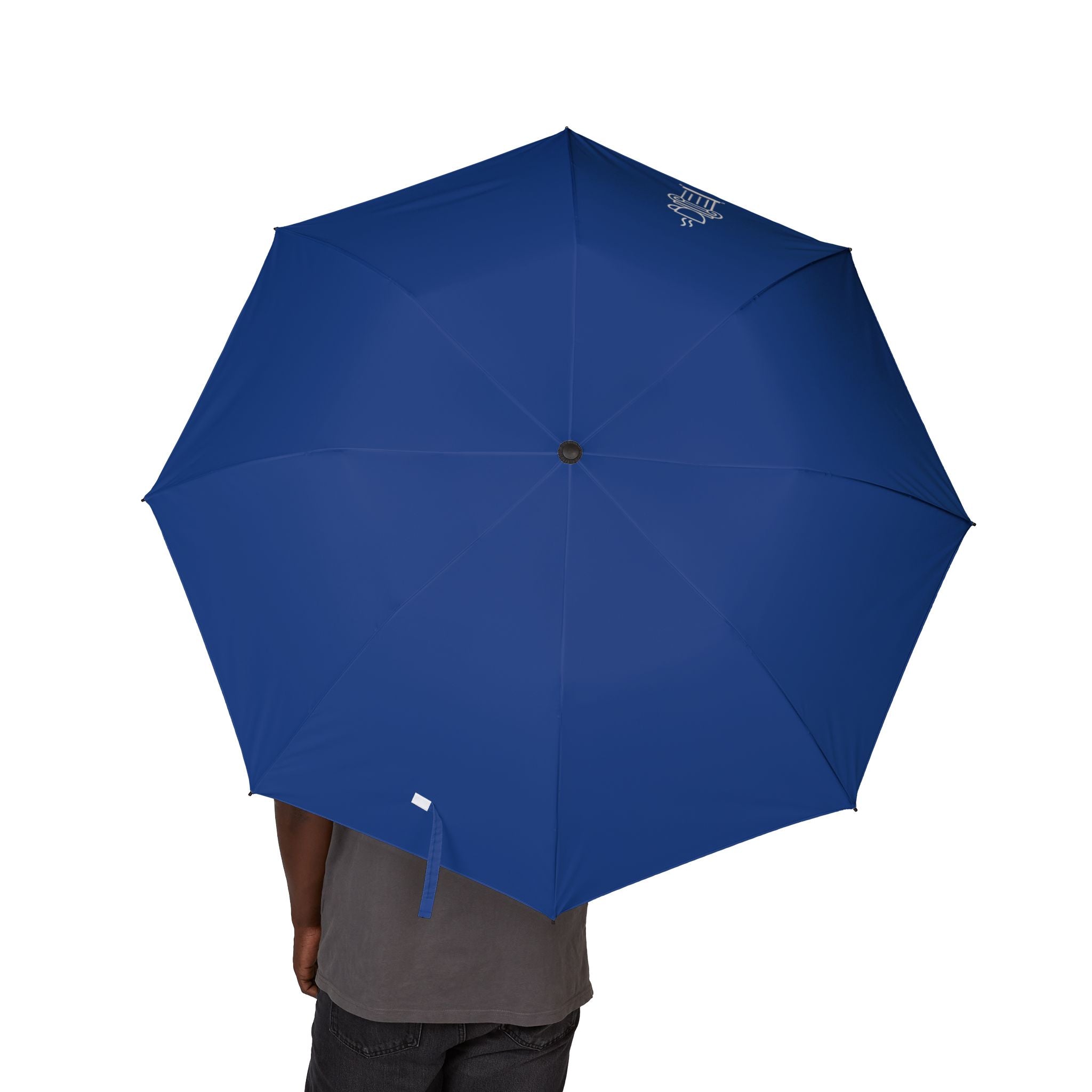 Blue Semi-Automatic Foldable Umbrella